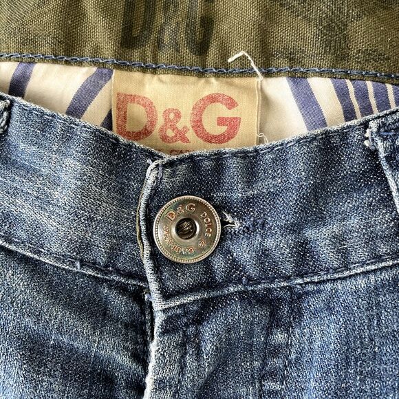 D&G‎ Dolce&Gabbana Jeans Men 32x35 Blue Straight Fit Flap Pockets Paint Splatter - Picture 4 of 16